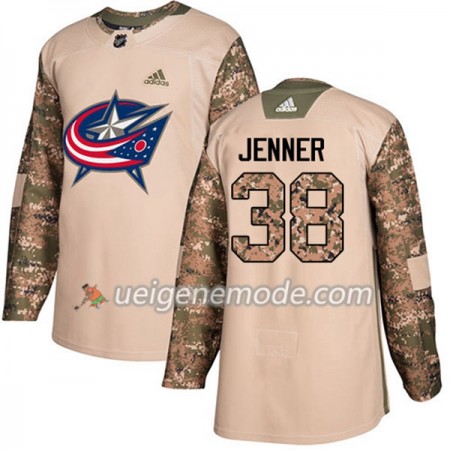 Herren Eishockey Blue Jackets Trikot Boone Jenner 38 Adidas 2017-2018 Camo Veterans Day Practice Authentic